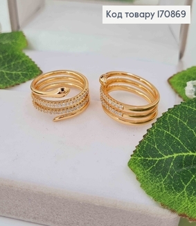 Кольцо Змейка тройная, в камнях, Xuping 18K 170869 фото