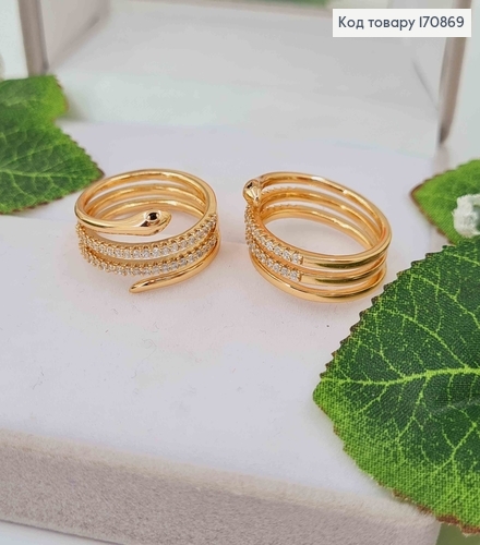 Кольцо Змейка тройная, в камнях, Xuping 18K 170869 фото 1