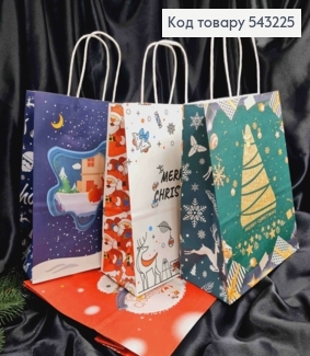 Пакет крафтовый Новогодний "Merry Christmas" в ассортименте, 27*21,5*11см 543225 фото