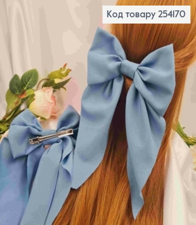 Заколка (7,5см) БАНТ СИРО-СИНЕГО цвета, стрейч котон, размер 14,5*21см, Украина 254170 фото