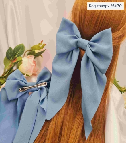 Заколка (7,5см) БАНТ СИРО-СИНЕГО цвета, стрейч котон, размер 14,5*21см, Украина 254170 фото 1
