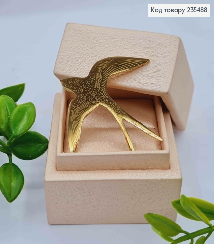 Брошь металл "Ласточка", Золотого цвета, 4,9*5см 235488 фото 1