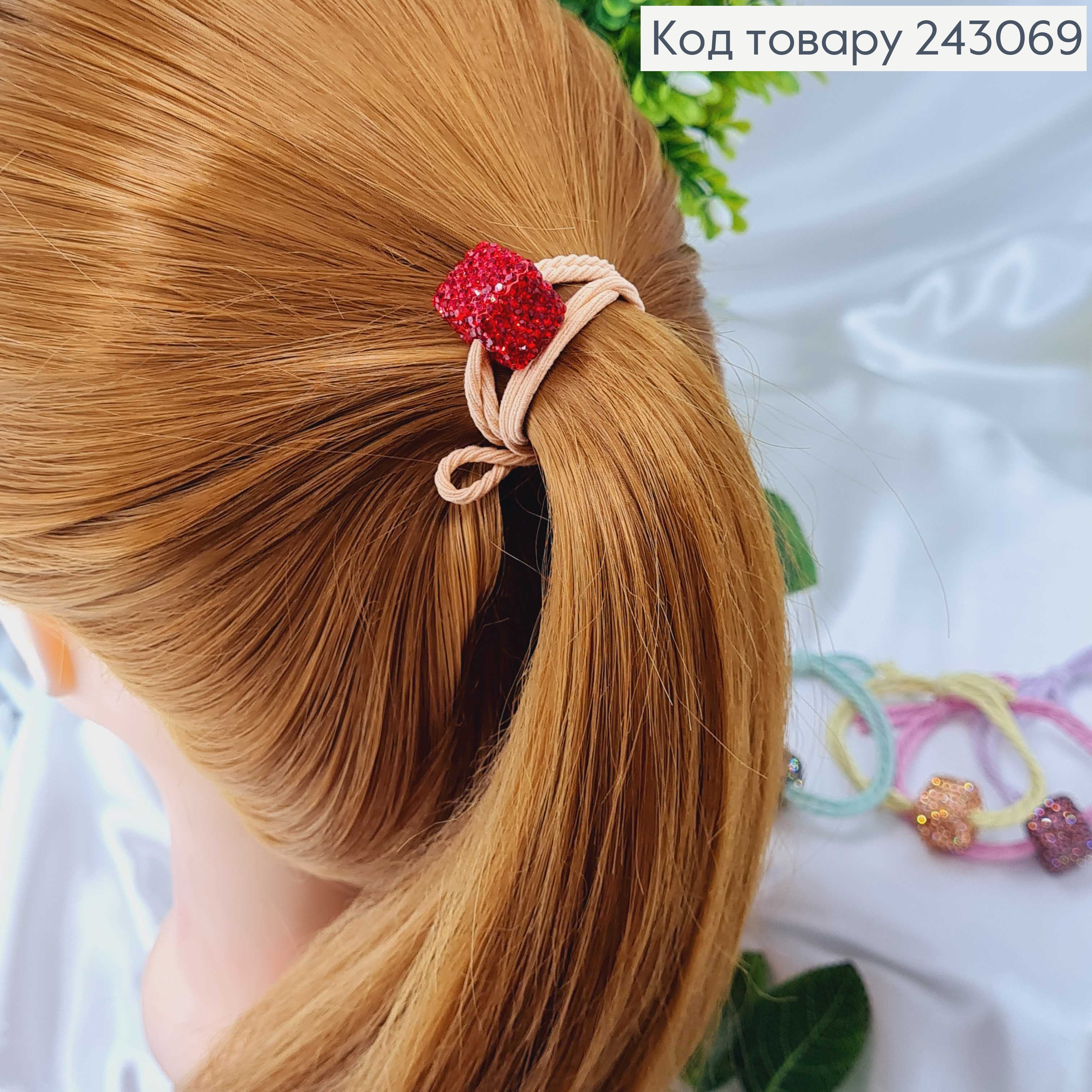 Резинка подвійна кольорова Квадрат в камінцях 5 шт/уп.. 243069 фото 3