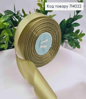 Лента атласная ОЛИВНАЯ (цвет 055), ширина 4см, длина 36 ярдов (33м) 714022 фото