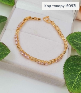 Браслет, бесконечность с розовыми камешками, дл.17+2см, Xuping 18K 150931 фото