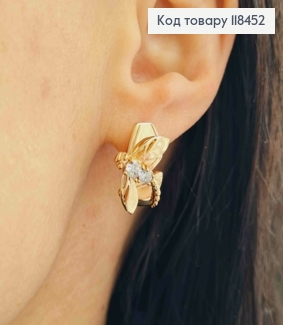 Серьги "Стрекоза" с Блестящими камнями, 1,7 см, английская застежка, XUPING 18K 118452 фото