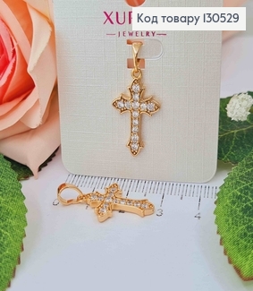 Крестик с камешками в оправе, 2*1,2см, Xuping 18K 130529 фото