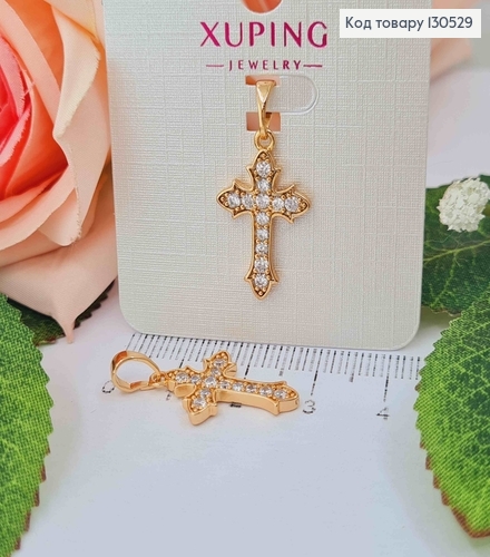 Крестик с камешками в оправе, 2*1,2см, Xuping 18K 130529 фото 1