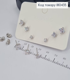 Набор гвоздей с камнем 5, 4, 3 мм родованное Xuping 180435 фото