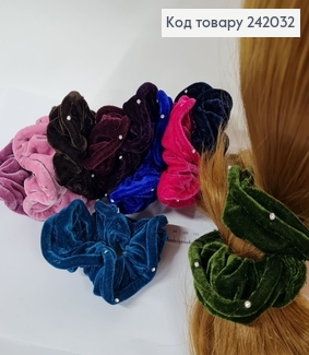 Резинка велюр  об'ємна кольорова з камінцями 242032 фото