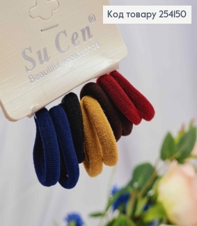 Набор резинок ТЕМНЫХ цветов (10шт) микрофибра 2,5см, качественные, на планшетке 254160 фото