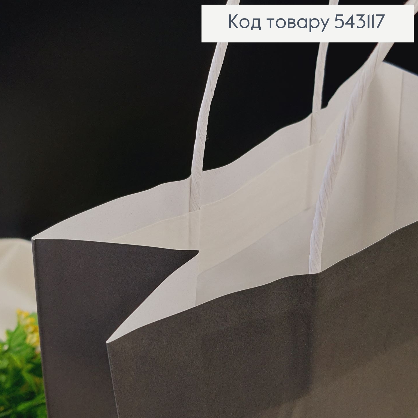 Пакет бумажный средний Крафт бумажная ручка черный 27х20,5 см 543117 фото 2