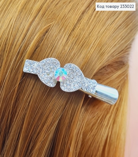 Заколка Стрела 5 см металл серебряный в камнях в асс. 233022 фото 2