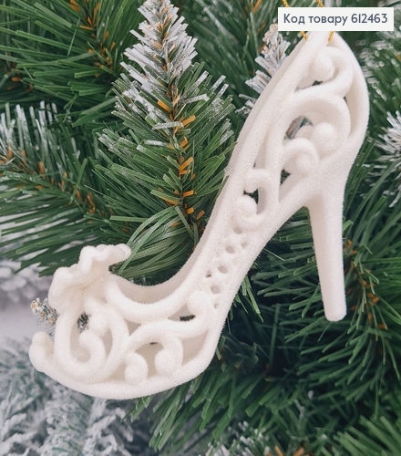 Новогодняя фигура Бархат Туфелька БЕЛАЯ, 12*7см, Украина 612463 фото 1