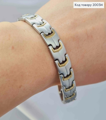 Браслет родований, плетіння Фігурними пластинами (з магнітом), шир 1,2см, довж 22,5см, Xuping ТТМ 200314 фото 1