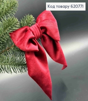 Бант велюр БОРДО (бургунді), 15*20см, на заколці стріла, Україна 620771 фото