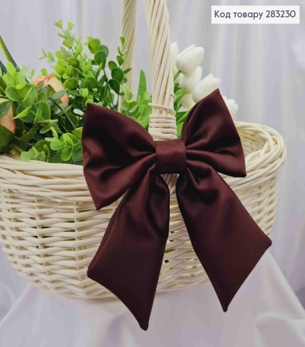 Повязка для корзины Бантик, Коричневого цвета на завязках, плотный атлас, 13*17см, ручная работа 283230 фото 1