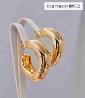 Серьги гвоздики "Объемные" (квадратные), длина 3,2см, Xuping 18K 118962 фото