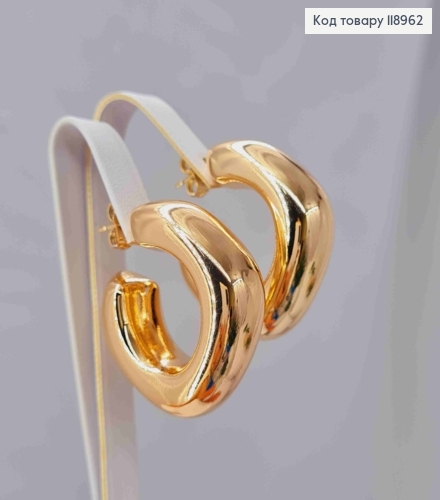 Серьги гвоздики "Объемные" (квадратные), длина 3,2см, Xuping 18K 118962 фото 1