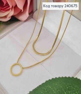 Ланцюжок подвійний лимонного кольору, з підвісним Колом (1,2см), довж 44+6см, сталь Stainless Steel 240675 фото