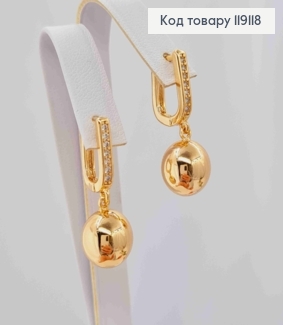 Серьги украшены камешками с подвесным шариком, 1,5+1см, английская застежка, XUPING 18K 119118 фото