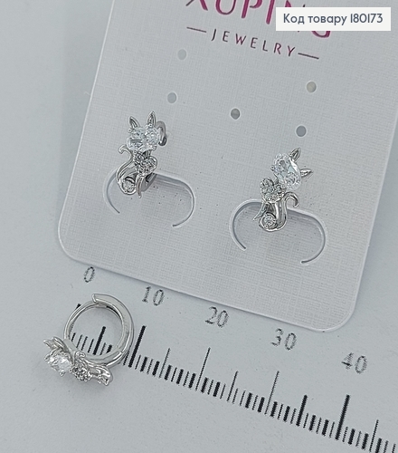 Серьги   кольца Котики с камнями  Xuping 180173 фото 1