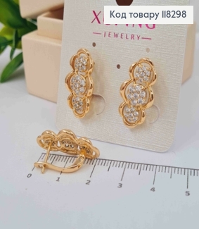 Сережки фігурні "Квітки" з камінців, 2,2см, англ. застібка, XUPING 18К 118298 фото