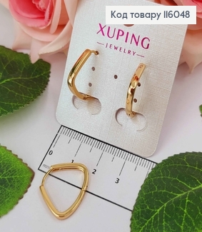 Серьги треугольнички, с закругленными уголками, 2см Xuping 18K 116048 фото