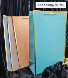 Пакет бумажный с золотой рамкой и тиснением, 42*31*12см, в ассортименте 541194 фото
