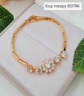 Браслет "Королевский" с большими белыми камешками, дл. 19см, шир 2мм. Xuping 18K 150786 фото