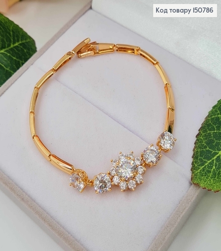 Браслет "Королевский" с большими белыми камешками, дл. 19см, шир 2мм. Xuping 18K 150786 фото 1