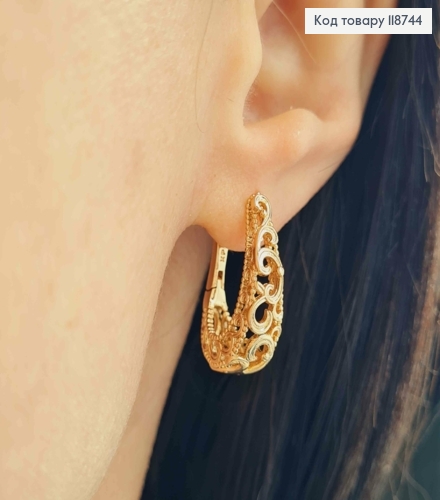 Серьги "Овальные" Ажурные, 2,1см, застежка кольца, Xuping 18K 118744 фото 2