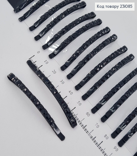 Невидимка металл 6,7 см черная с камнями 20 шт / уп цена за уп. 231085 фото 2