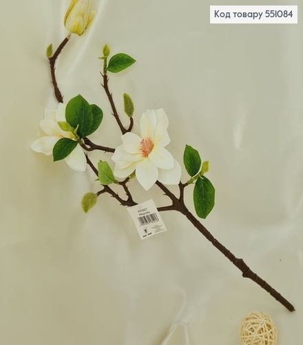 Искусственная ветвь с цветками магнолии на металлическом стержне 50см. 551084 фото 1