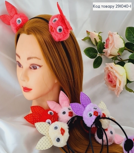 Обруч метал Ушки пушок, в ассорт. 291040-1 фото 1