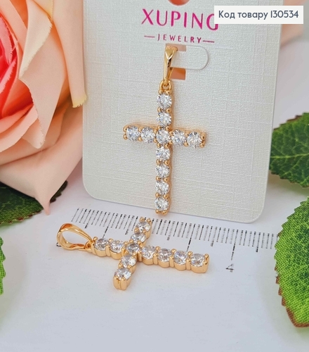 Крестик в камешках 2,5*2см, Xuping 18K 130534 фото 1