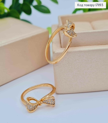 Кольцо "Нежный Бантик" с Блестящими камешками, Xuping 18К 171193 фото 1