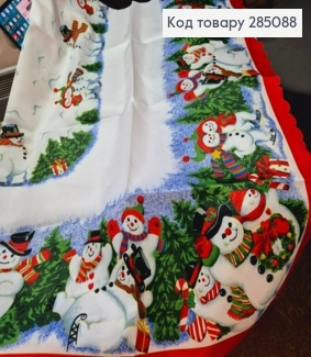 Скатетина Красная "Новогодний мотив. Снеговички", размер 150*220см 285088 фото