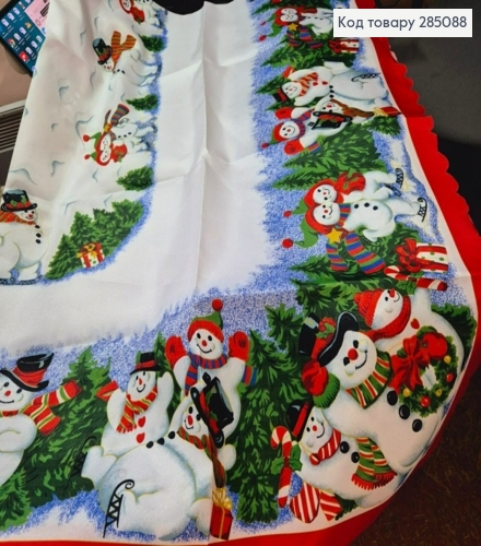 Скатетина Красная "Новогодний мотив. Снеговички", размер 150*220см 285088 фото 1