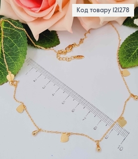 Цепочка 1мм, длина 45+3см, "СЕРДЕЧКА", Xuping 18K 121278 фото