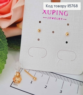 Серьги гвоздики, с бусинками 0,1см, Xuping 18К 115768 фото