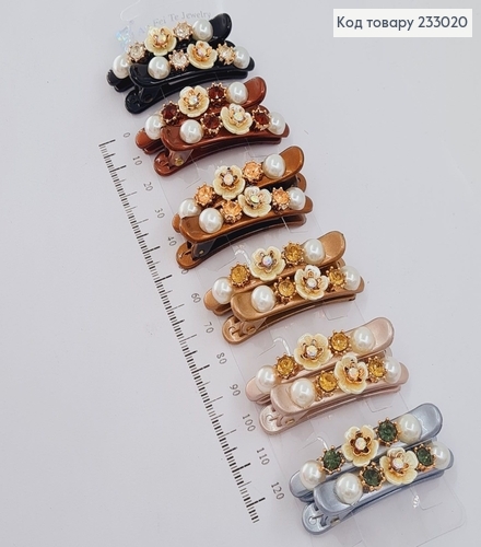 Заколка Стрела 4,5 см Цветы с камнями 2шт / уп. цена за уп. 233020 фото 1