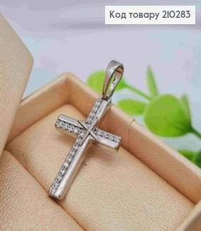 Крестик родованный украшен блестящими камешками, размер 2,5*1,6см, Xuping 210283 фото