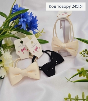 Резинка двойная с Бантиком в камешках, 6см, цвета в ассортименте. 245131 фото