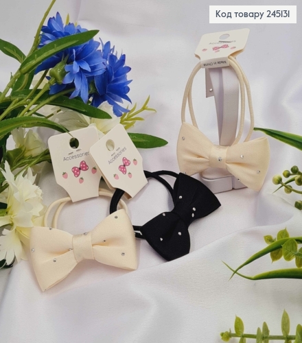 Резинка двойная с Бантиком в камешках, 6см, цвета в ассортименте. 245131 фото 1