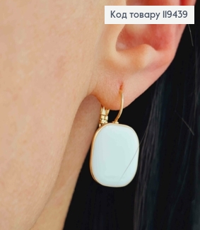 Серьги "Ретро" с Белой эмалью, 2,5см, итальянская застежка, Xuping 18К 119439 фото