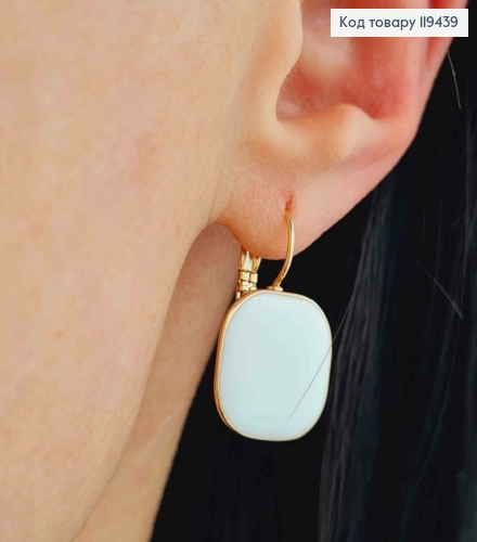 Серьги "Ретро" с Белой эмалью, 2,5см, итальянская застежка, Xuping 18К 119439 фото 1