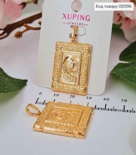 Подвеска - иконка Божья Мать прямоугольная, размер 2,8*2,2см, колечко 7мм, Xuping 18K 130596 фото 1