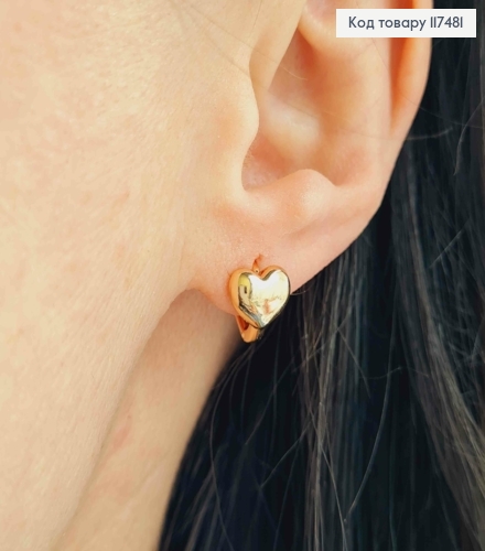 Серьги кольца, "Сердце", диаметр 1,2, Xuping 18К 117481 фото 2