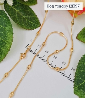 Цепочка плетения снейк с овальними  шариками, длина 50см, Xuping 18К. 121397 фото